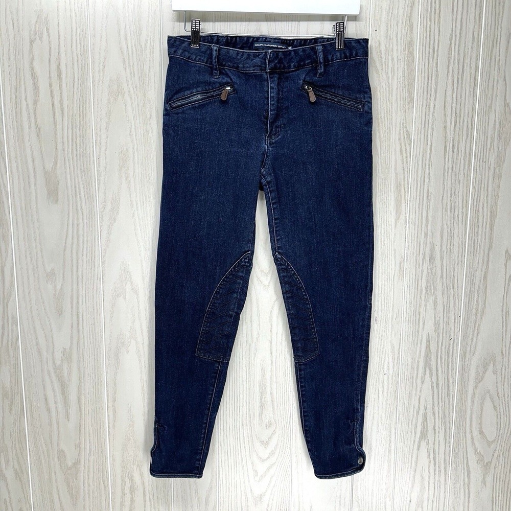 Ralph Lauren Sport Equestrian Jeans Womens Size 30‎ Knee Patch Horse Riding Moto